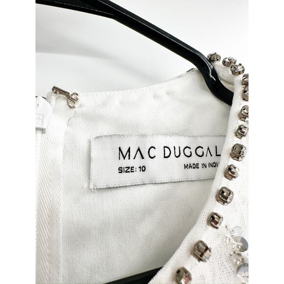 Mac Duggal 10873 White Beaded Sleeveless High Neck Cut Out Column Gown Size 10 - Picture 5 of 10